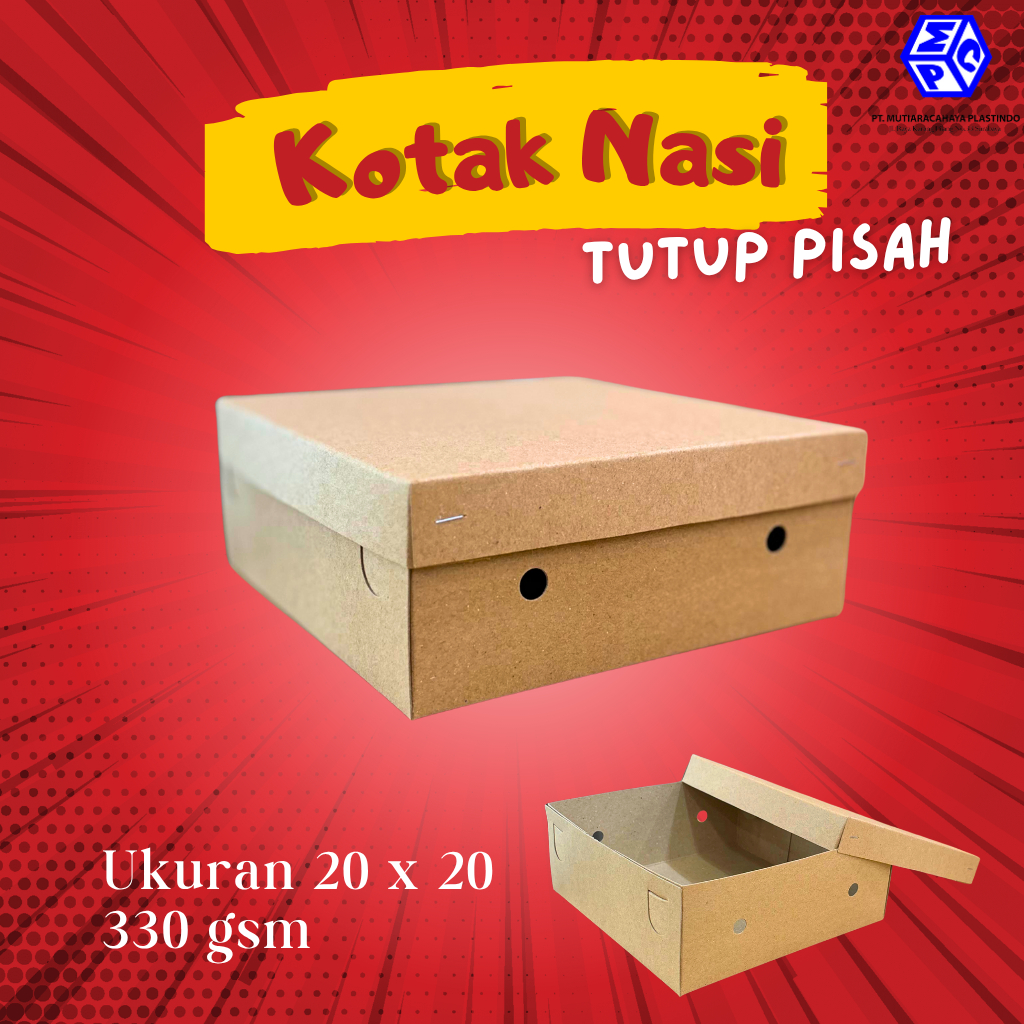 Kotak Nasi Rice Box Tutup Pisah ukuran 20x20