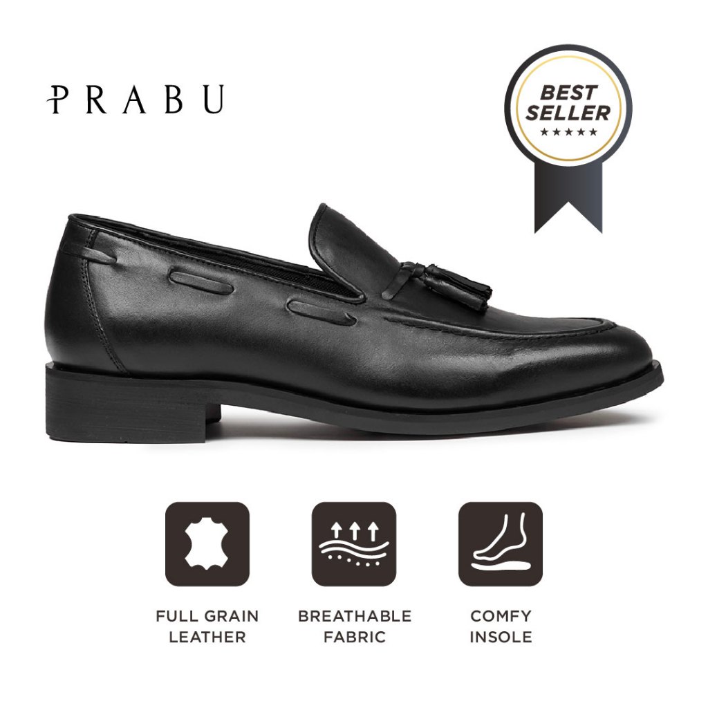 Prabu - Sepatu Kulit Slip On Pria Cala 2.1 Black Hitam