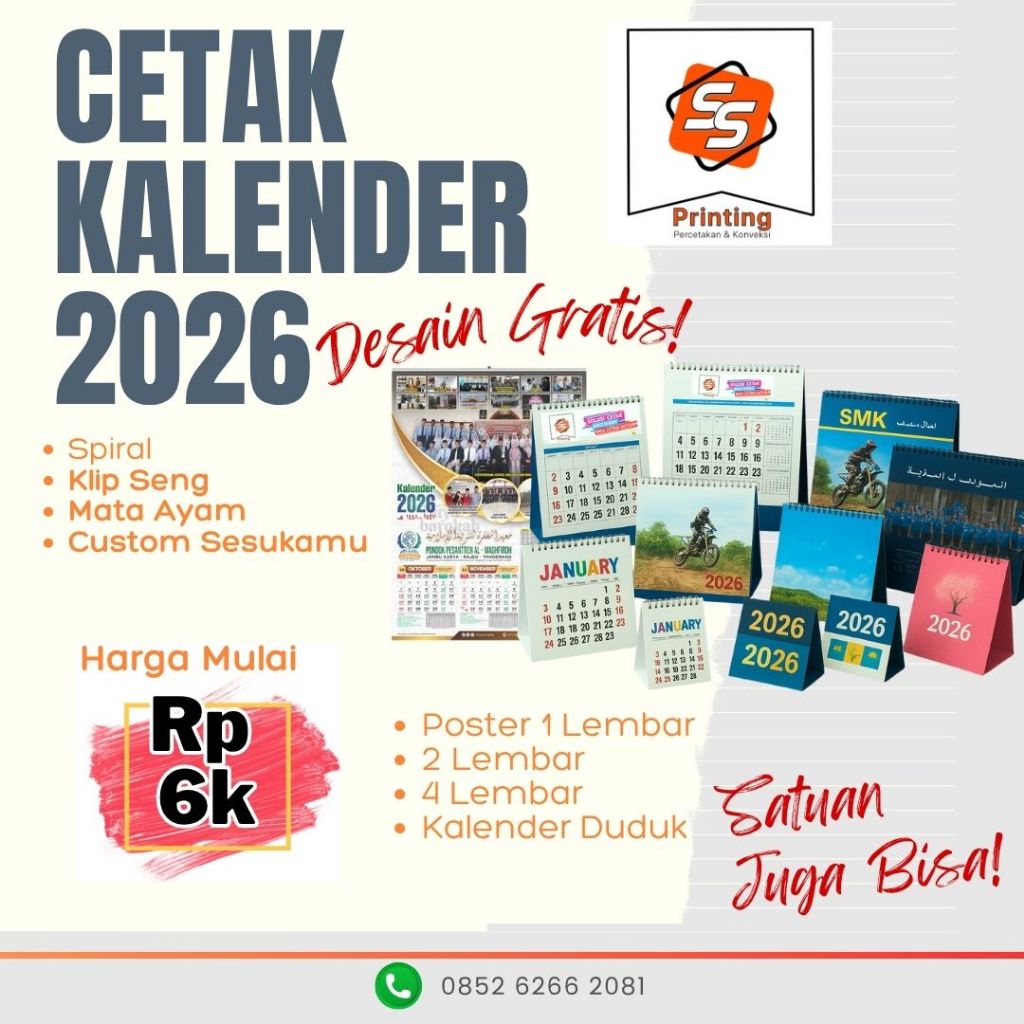 KALENDER 2026 CUSTOM/KALENDER DESAIN SENDIRI