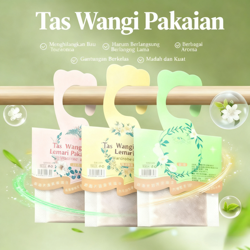 Tas Aroma Gantung Lemari Pakaian, Bunga Osmanthus, Anti Jamur dan Serangga, Wangi Tahan Lama di Lema