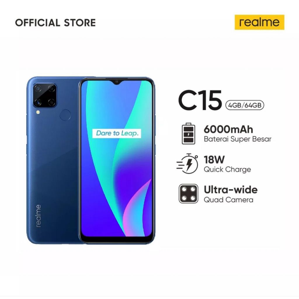 HP REALME C15 4/64 GB - RELMI C15 RAM 4GB ROM 64GB GARANSI RESMI