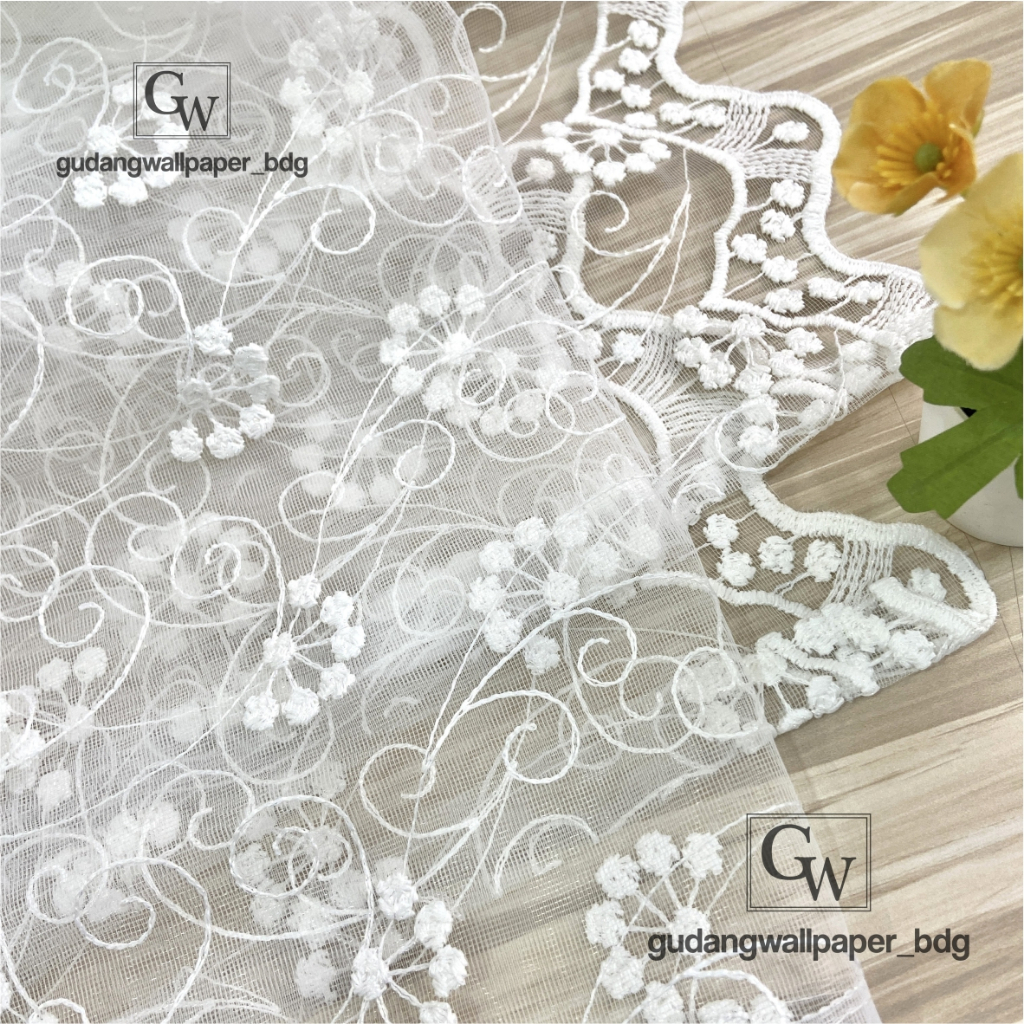 Kain Vitrase Gorden Premium Turki Bunga Putih