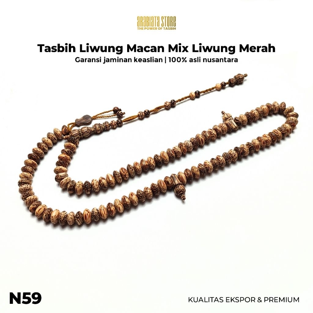 Tasbih Muslim Kayu Liwung Merah mix Liwung Hitam