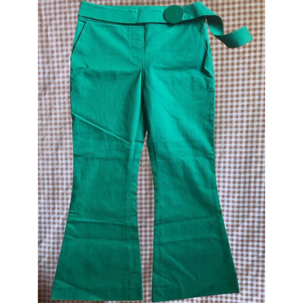 EGOIST CHUNKY BELTED LOW RISE FLARE CAPRI PANTS 90S Y2K STYLE