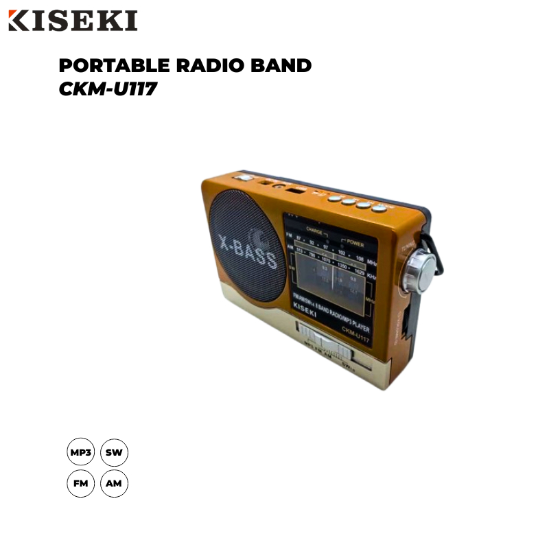 Kiseki Portable Radio Band CKM-U117 MP3/FM/AM/SW Radio DC Rechargeable Radio 8 Band/MP3 Player