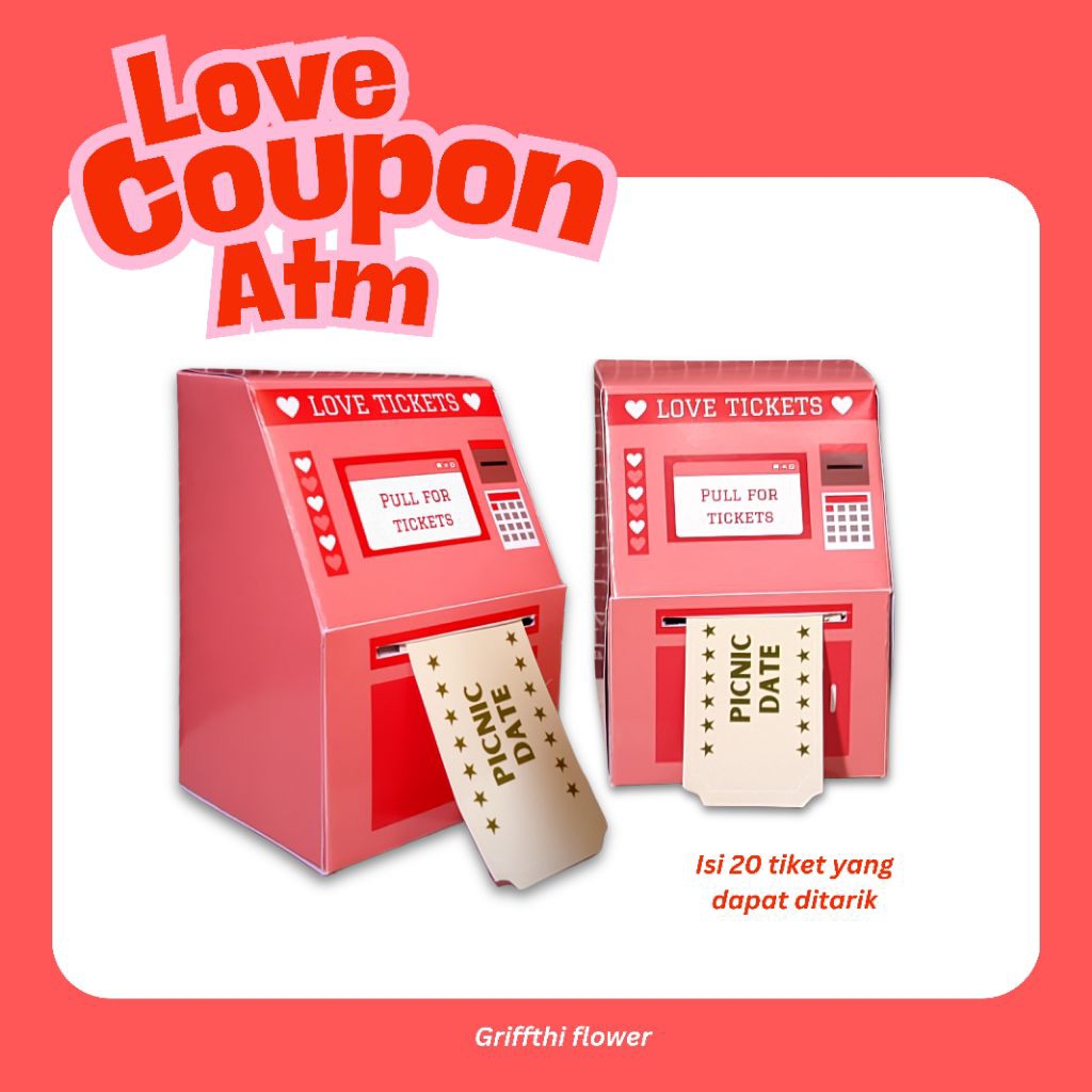 (MINI GIFT) Love coupon ATM isi 20 pcs/ coupon dapat ditarik/ custom isi coupon/love coupon unik