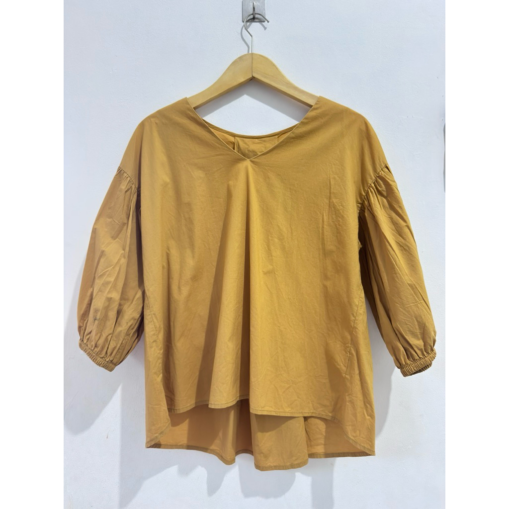 Preloved Blouse Wanita Katun Kuning Mustard