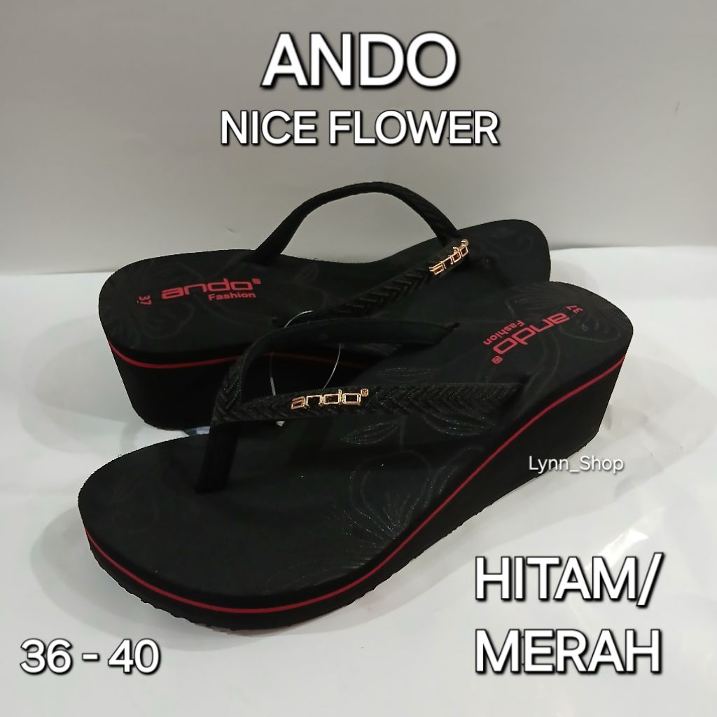 ANDO NICE FLOWER #New Sandal Jepit Wedges Wanita Ando 36-40 100% ORI