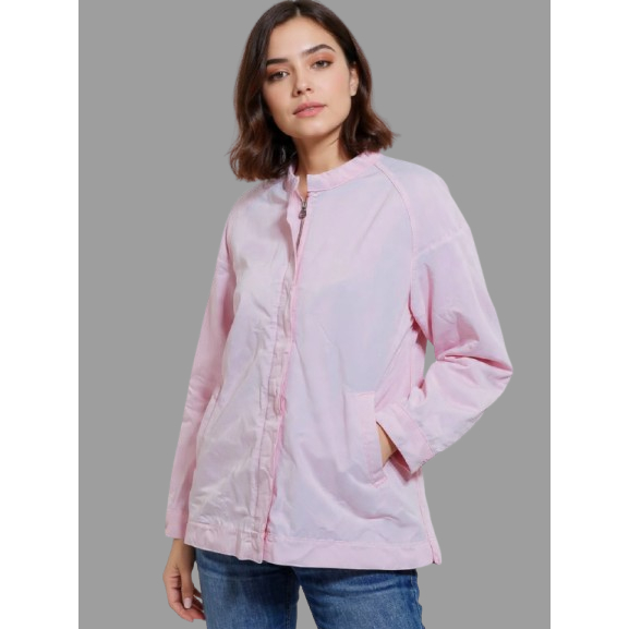 Jaket wanita outer pink katun polos