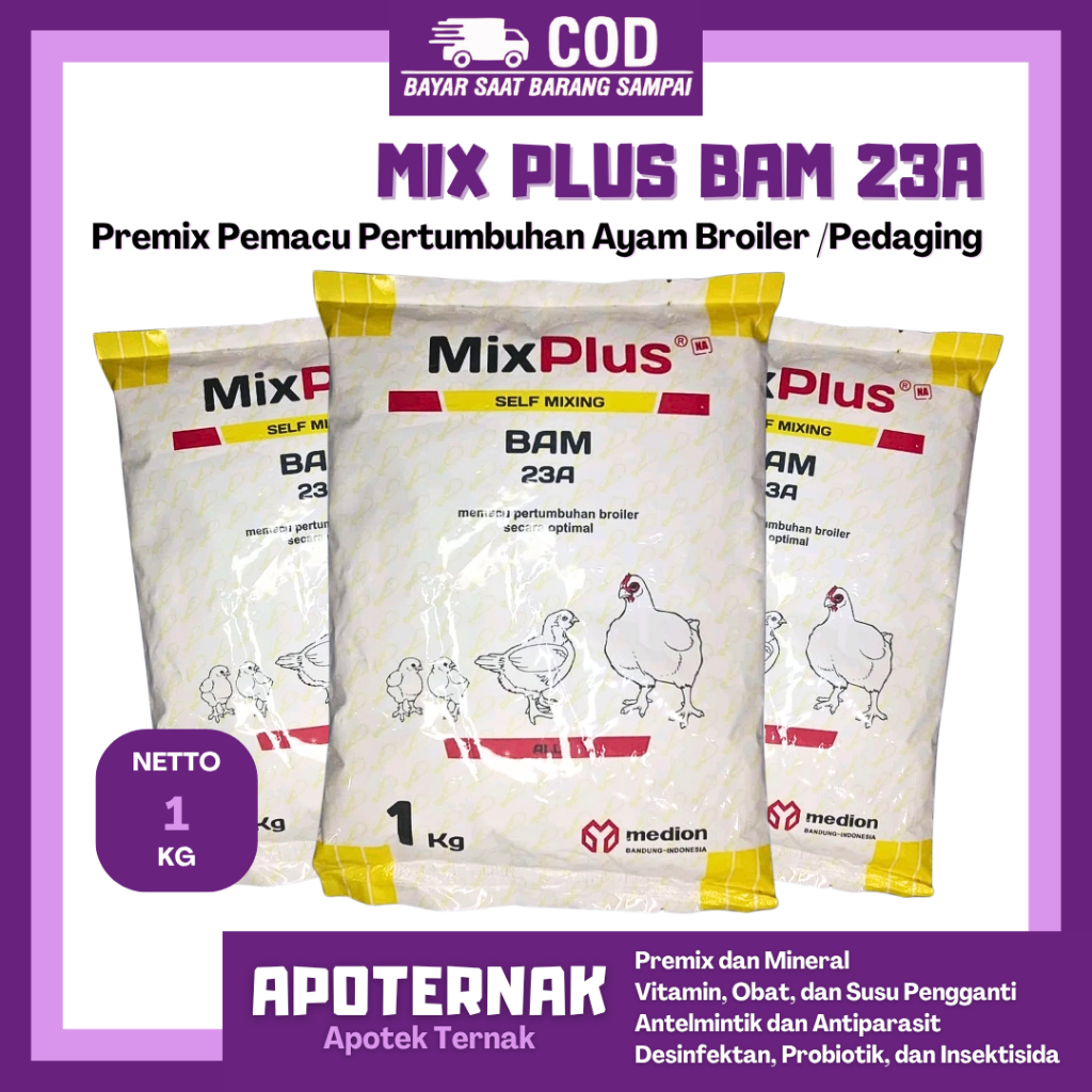 PREMIX PLUS BAM 23A 1 KG MIXPLUS Suplement Ayam Pedaging Premix Ayam Broiler