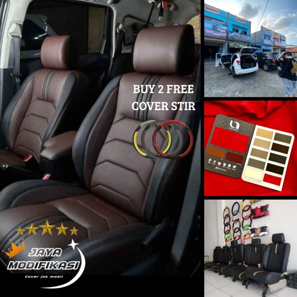 SARUNG JOK MOBIL TOYOTA AVANZA TAHUN 2005-2010 FULL SEAT DEPAN TENGAH BELAKANG BAHAN KULIT SINTETIS 