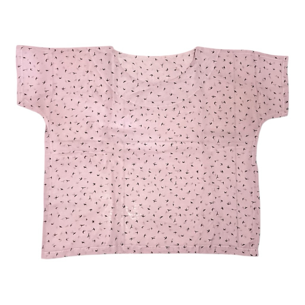 Atasan Wanita Soft Pink Transparan Motif Bunga Kecil