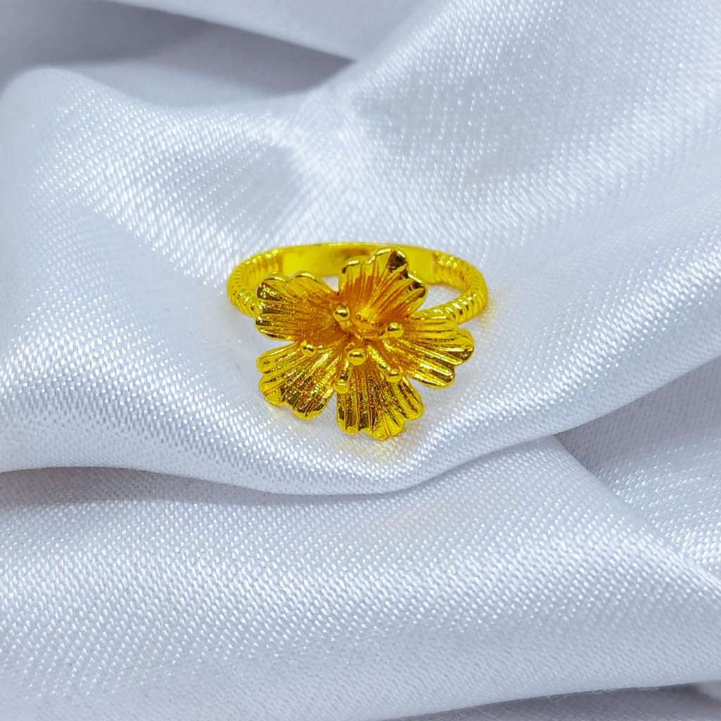 COD Perhiasan Cincin Polos Desain Mirip Emas Asli Warna Lapis Emas 24K Rings Fashion Simple Anti Kar