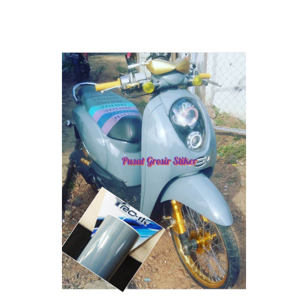 Skotlet Sticker Motor Warna Abu abu Glossy Stiker Abu abu mengkilap