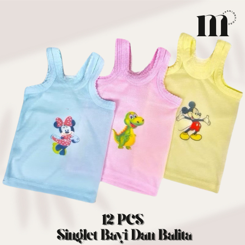 12PCS - Kaos dalam Sablon Anak | Singlet Karakter anak Lucu | Kaus Kutang | Baju sangsang