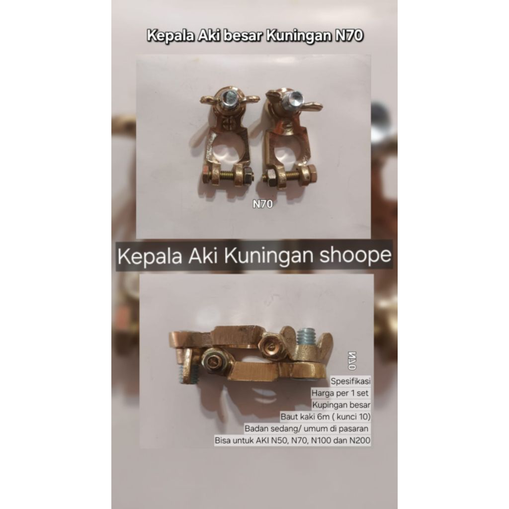 KEPALA AKI / KLEM AKI KUNINGAN BESAR N70/ NS70