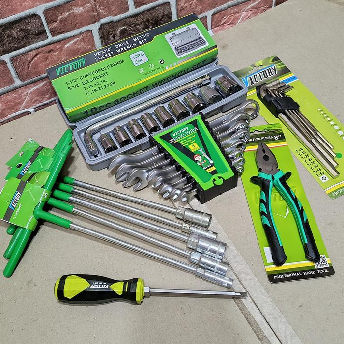 Paket Kunci Bengkel Motor 1 Set Lengkap / Kunci Shock Set / Kunci Ring Pas Set / Kunci T Set / Kunci