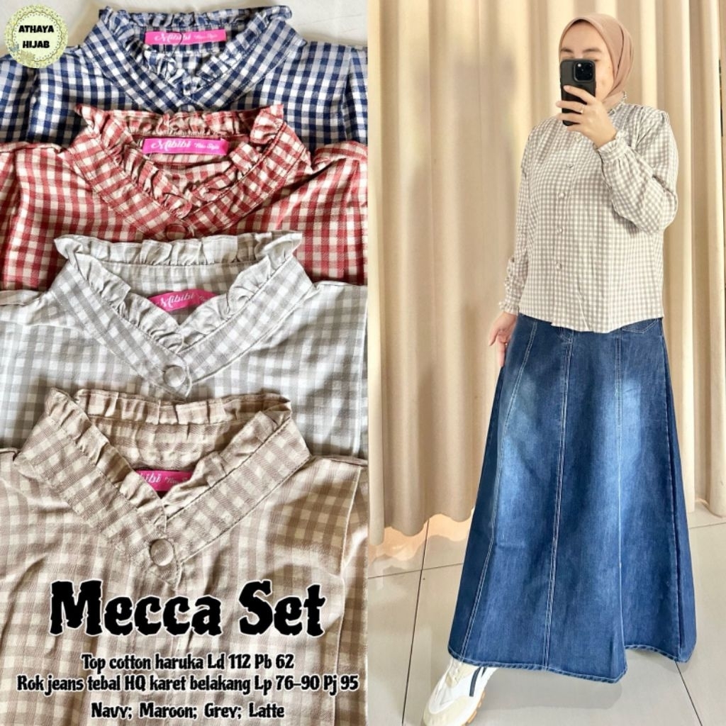 Mecca Set Rok Jeans Mix Katun Kotak (Athaya)