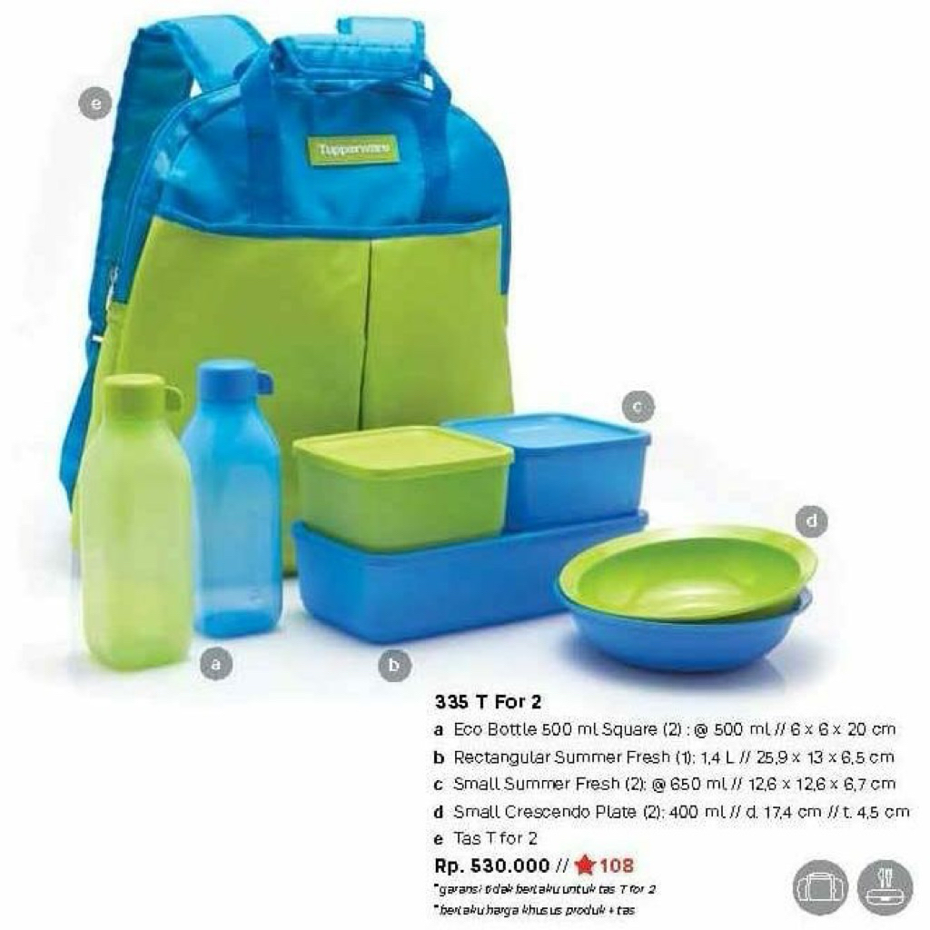 T for 2 set piknik tupperware