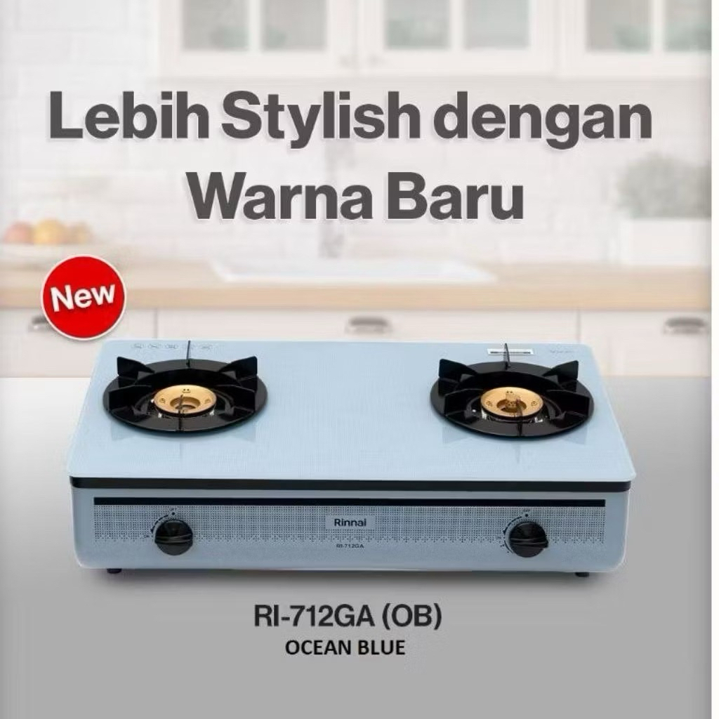 RINNAI kompor 2 tungku RI-712GA (OB) tungku turbo