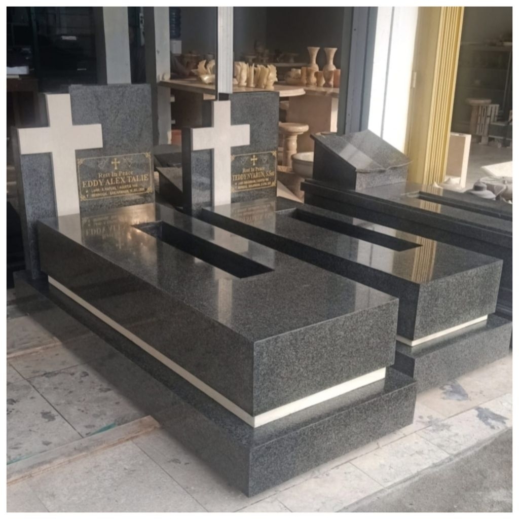 Kijing Makam Kristen Granit Impala Bintik Putih Asli Batu Alam Kwalitas Terbaik ( bisa custom )