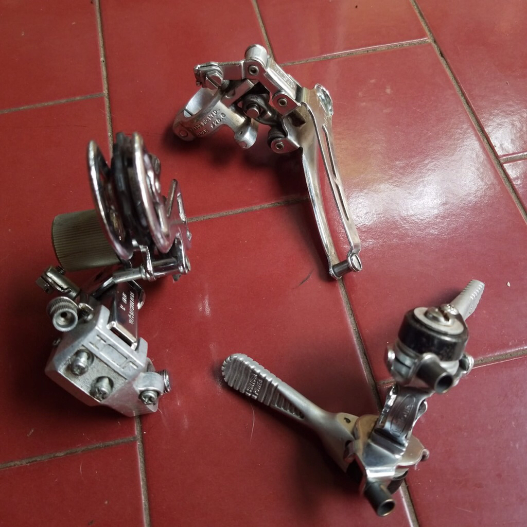 Mini groupset RD FD Shifter Suntour Seven 2x7 sepeda balap jepang jadul