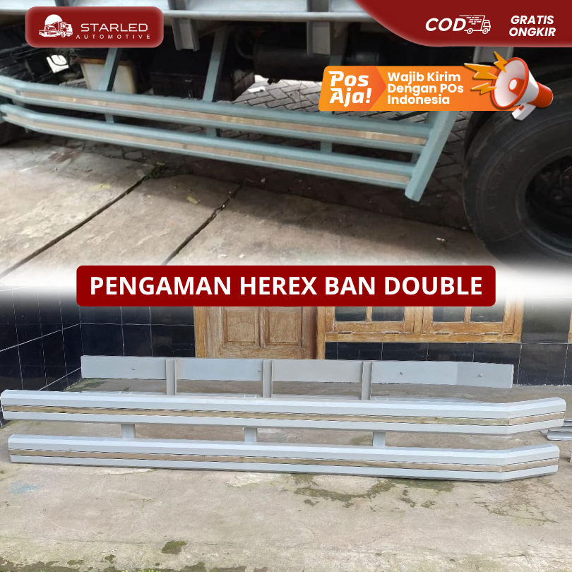 PENGAMAN HEREX TRUK SAMPING BAN DOUBLE BAHAN PLAT BESI FULL POXY PLUS STAINLESS SET SLEBOR SPAKBOR H