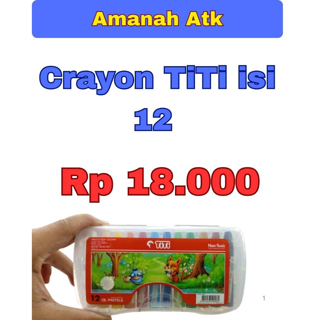 Krayon TiTi 12 Warna Crayon Set Lengkap Kerayon