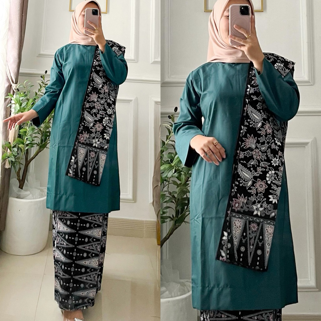 Set 3in1 Baju kurung Basiba Salendang rok seragaman tunik basiba