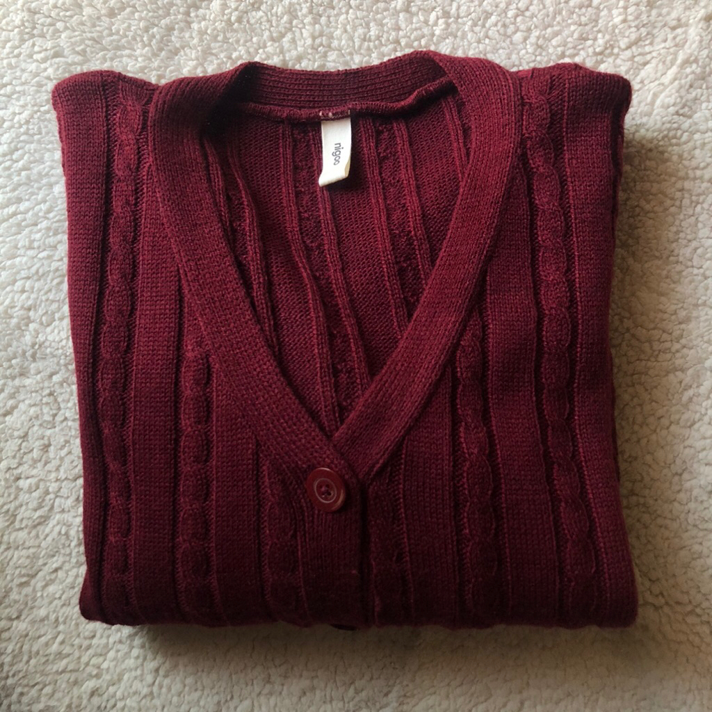 Preloved Nigoo Isla Maroon Cable Knit Cardigan