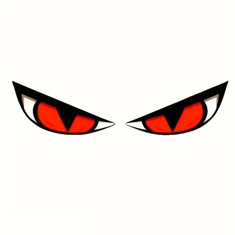 Stiker Mobil Mata Merah 12x3cm 2pcs Bahan Vinyl Tahan Air, Aksesoris Lucu untuk Mobil Truk, Motor, S