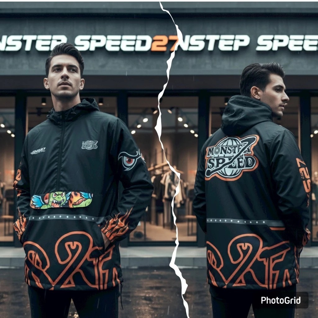 MONSTER SPEED27 Jaket Coule Pria Wanita Bahan Parasut Anti Air