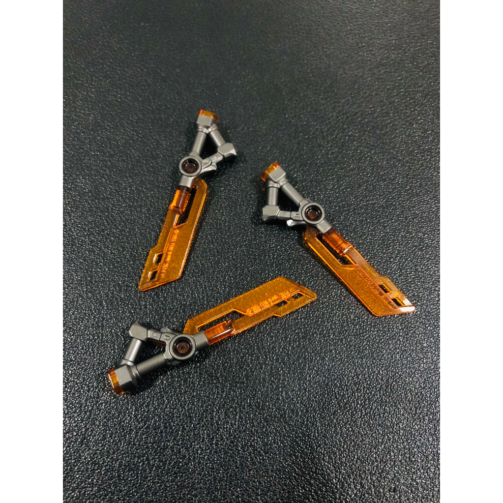 Lego Parts - 3214pb01 - Trans Orange, Weapon Sword with 3 Holes in Blade with Molded Pearl Dark Gray