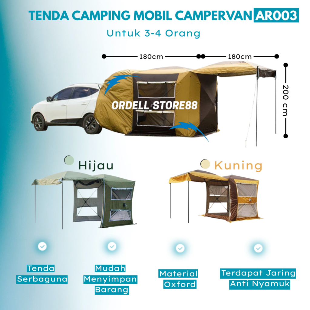 Tenda Mobil Camping Campervan Tenda Camping Mobil AR003 3-4 Orang