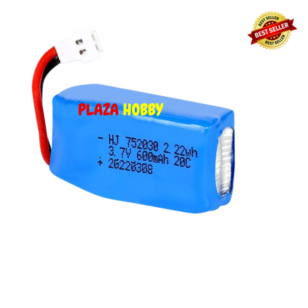 baterai lipo drone JJRC X9 1s 3.7v 600mah dual soket XH2.54 dan JST baterai rc plane 752030