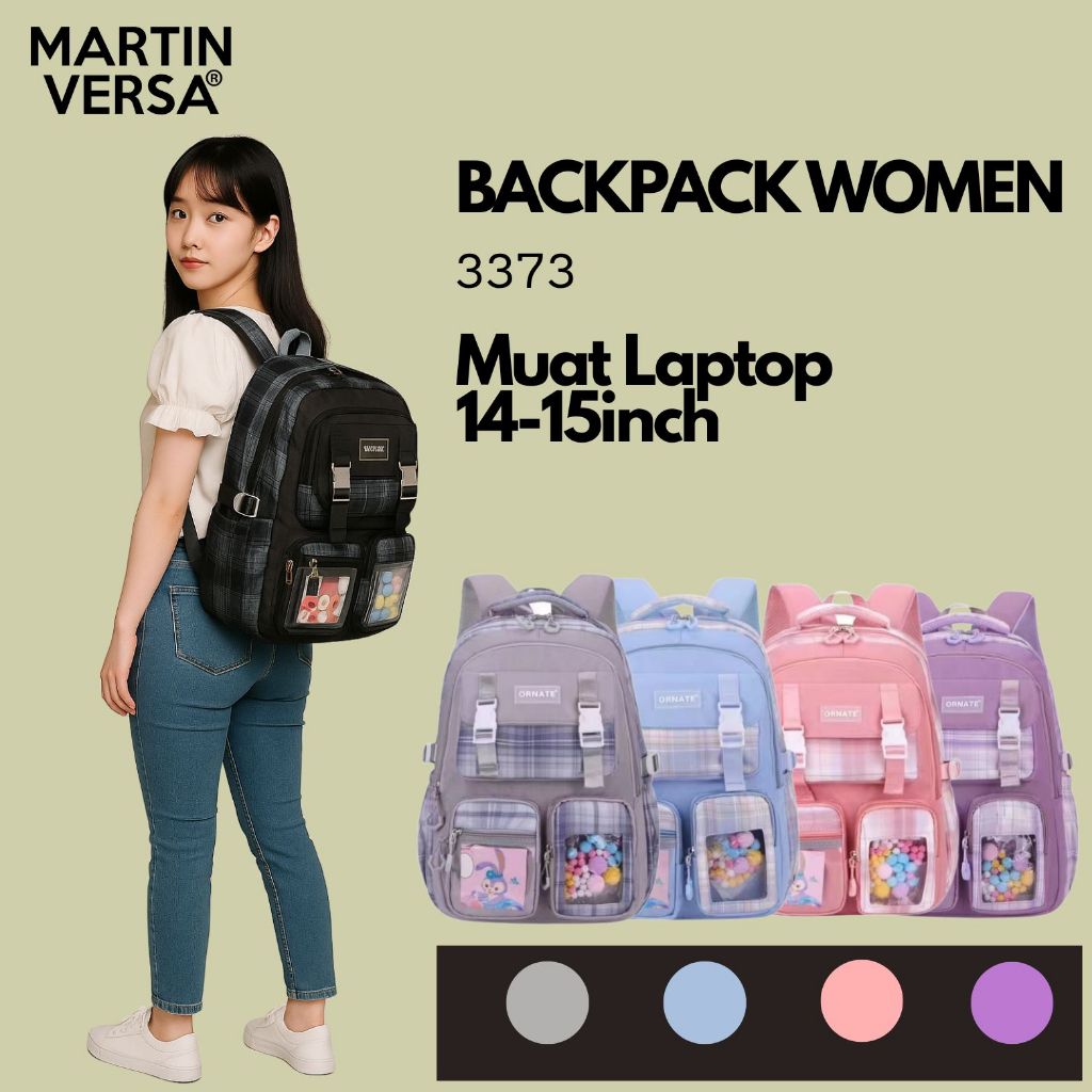MONDAYMAX Tas Sekolah Ransel Laptop 15Inch Wanita polyester Backpack 3773