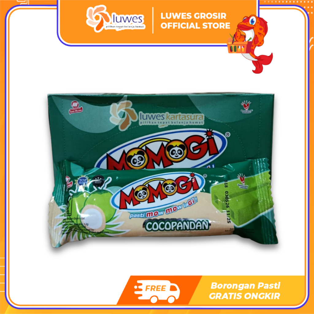 [GROSIR] Momogi Rasa Cocopandan Snack Makanan Ringan Isi 10 Pcs Per Box Murah