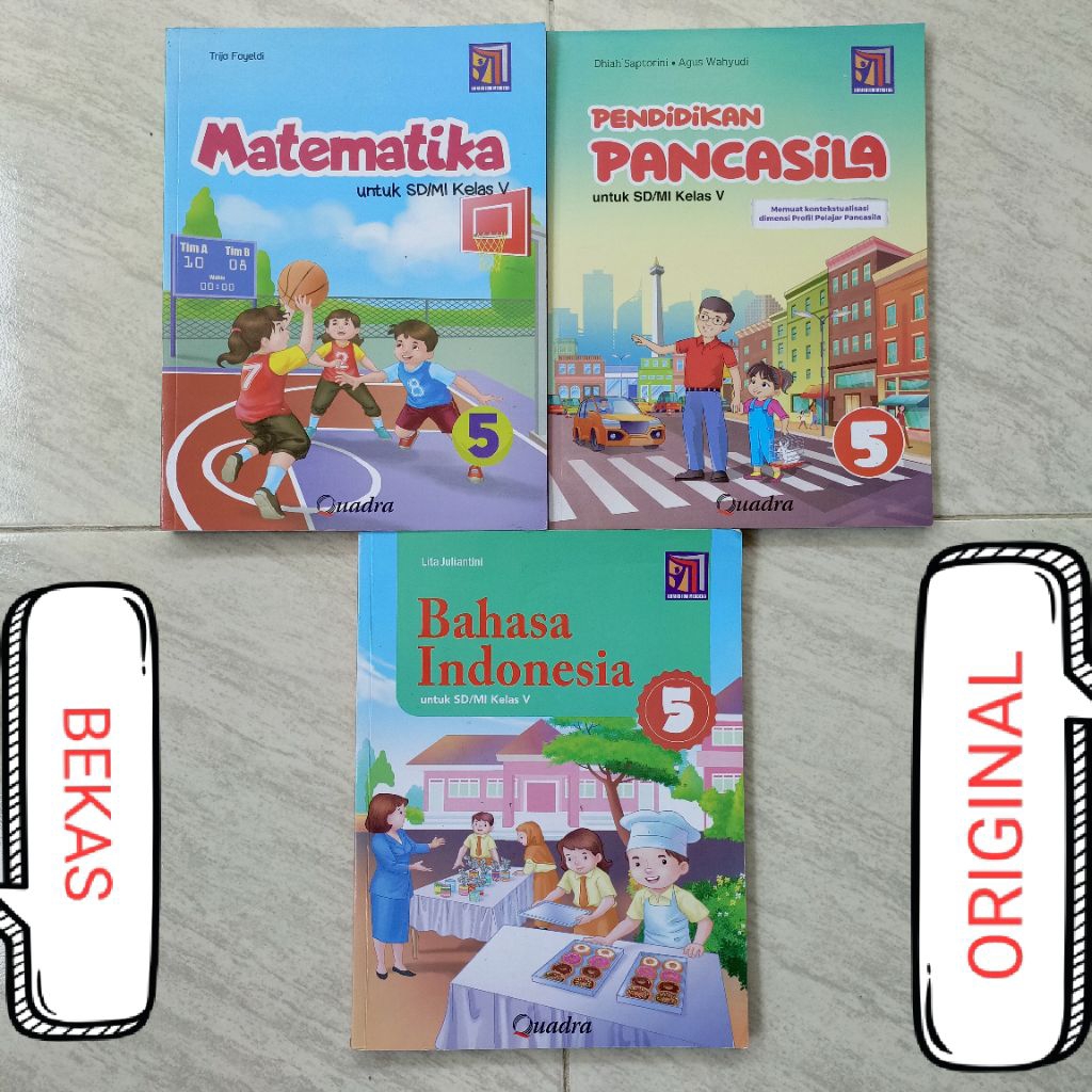 ( BUKU BEKAS ) ( ORIGINAL ) KELAS 5 V SD MI PENERBIT QUADRA KURIKULUM MERDEKA - MATEMATIKA BAHASA IN