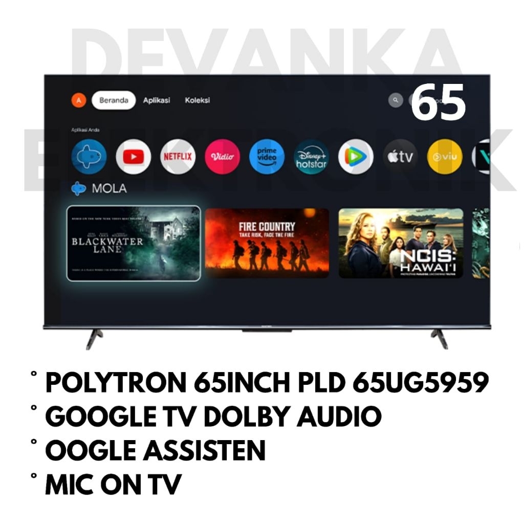 POLYTRON 65INCH PLD 65UG5959 / UHD 4K POLYTRON / GOOGLE TV POLYTRON