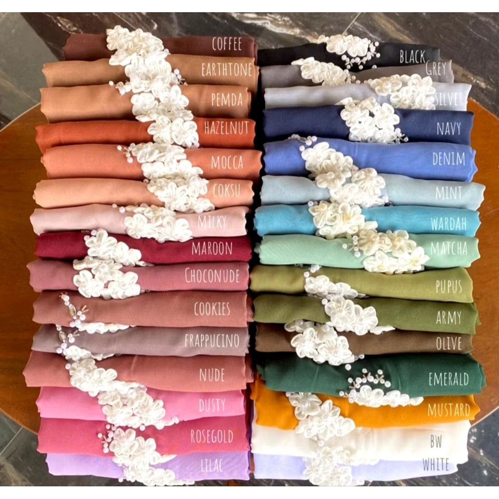 jilbab 10 Ribu Jilbab segi empat katun polos Payet bunga bagian belakang