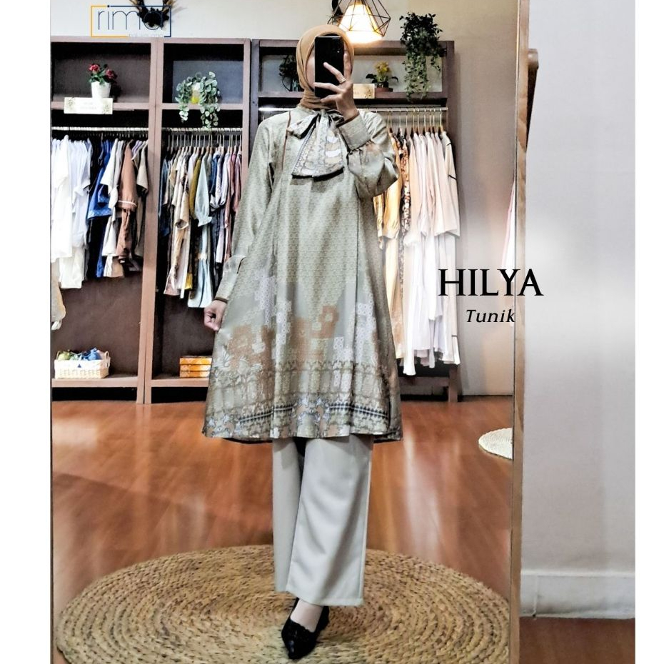 [Satin] Hilya | Blus Satin Silk Motif Print Premium | Blus Kondangan Mewah dan  Atasan Wanita Kantor