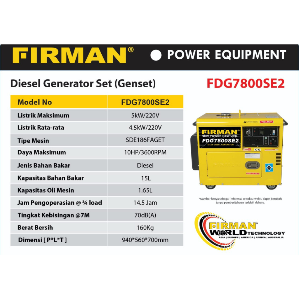 Genset Silent Firman FDG7800SE2 - 5000 Watt