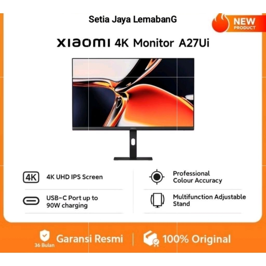 XiAOMi 4K Monitor A27Ui | 4K UHD IPS Screen | Professional Colour Accuracy | USB-C Port up to 90W ch