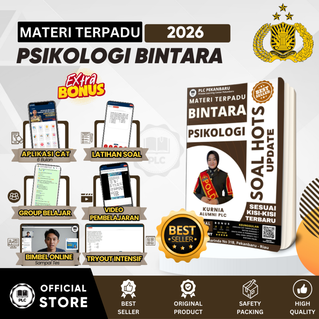 PLC - Buku Materi & Bank Soal Psikotes Persiapan Tes Masuk Bintara POLRI 2026