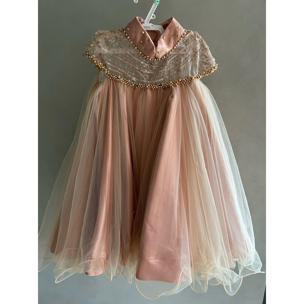 Dress Pesta Mewah Anak 3-4 Tahun Warna Rose Gold