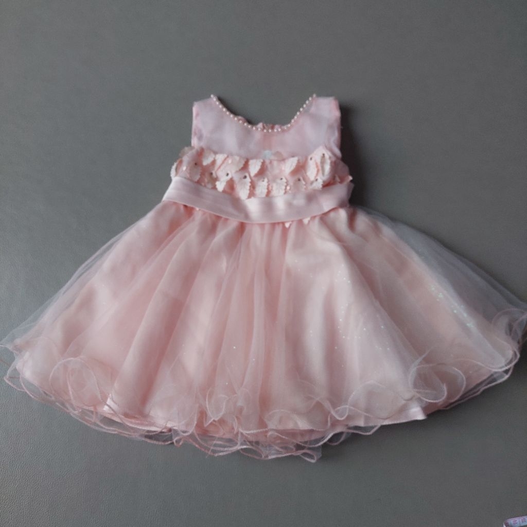 BabyClay PRELOVED  Dress Pesta Anak Peach / Dress Natal Bayi Perempuan