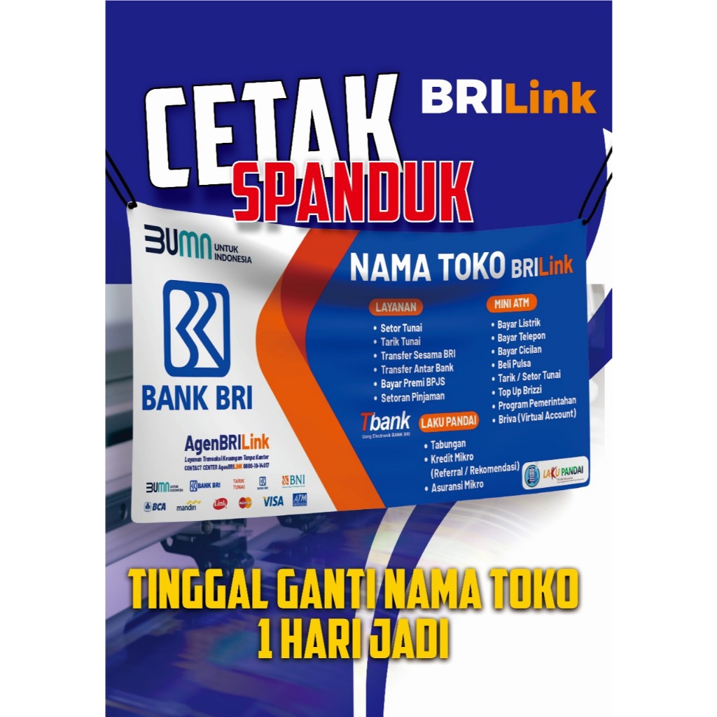 SPANDUK BRILINK BAHAN FELXY, SPANDUK MINI ATM, BANNER BRILINK, CETAK SPANDUK BRILINK, SPANDUK KONTER