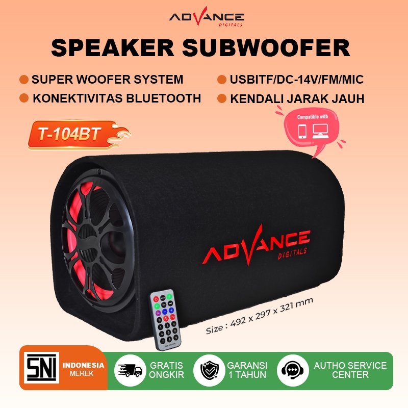 Advance T-104BT Speaker Bluetooth Subwoofer 10 inch Multifungsi Salon Aktif Dengan Remote Control