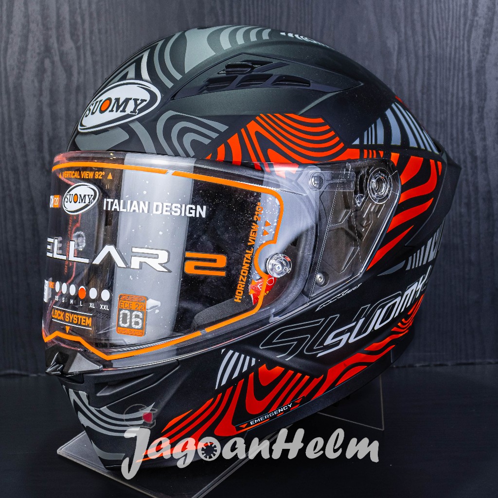 HELM SUOMY STELLAR 2 MOLTEN | MATT BLACK RED | FULL FACE DOUBLE VISOR