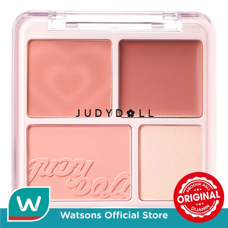 Judydoll Blush & Highlight Palette 01  Warm Tone : Coral Fresh Orange - 3 in 1 Cream blush, blush on